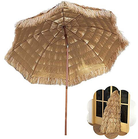 SPAboy Hawaiian Garden 7,9 Fuß Strandterrasse Gartenschirm Sonnenschutz neigbar Simulation Strohschirm