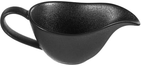Lurrose Gravy Boat Ceramic Gravy Jug Gravy Bowl Small Sauce Jug with Handle for Milk Broth (Black)