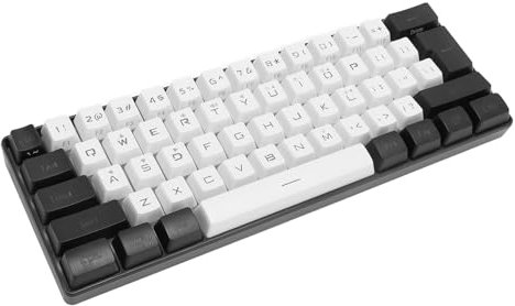 Sxhlseller 60% Mini Gaming Keyboard, 61 Keys RGB Backlit Ergonomic USB Keyboard, Wired Programmable USB Computer Keyboard for Desktop Laptop (White Black)