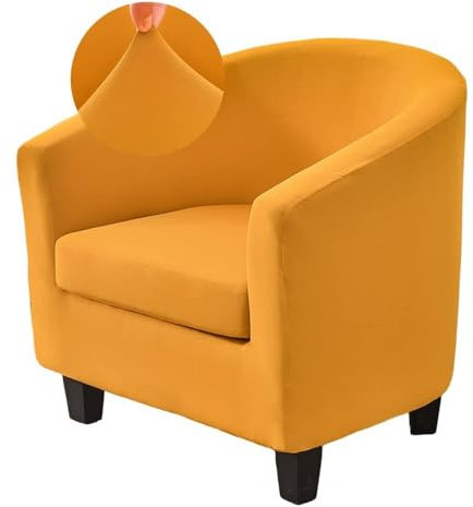 WWQQKJ Stretch-Bezug for Chesterfield-Sessel for 1 Sitzer, 2-teilig, einfarbig, rutschfest, for Cocktailsessel mit Sitzbezug for Bar, Wohnzimmer, Schlafzimmer, Club(ORO)