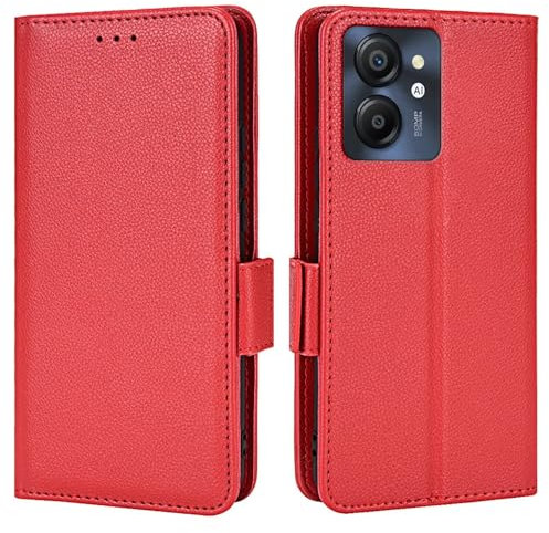 Topme Custodia in Pelle per Smartphone, Compatible with Blackview Color 8 (6.75 Inches), [ Cover per Telefono Serie Modello Litchi Semplice] - Rosso