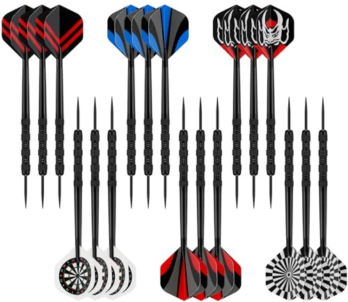Accmor Metal Tip Darts, Steel Tip Darts, 14 Grams Professional Metal Darts, Darts Metal Tip Set, Metal Darts for Dartboard, 18 pcs ﻿