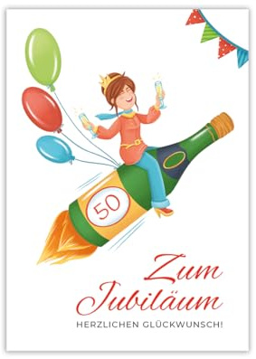 Glückwunschkarte zum 50. Geburtstag Frau (XXL -Format A4) mit Umschlag lustige Geburtstagskarte zum fünfzigsten Geburtstag Jubiläum Klappkarte Happy Birthday