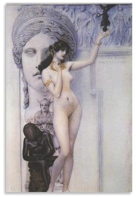 HBEOOP Gustav Klimt berühmte Farbe (Allegorie der Skulptur), Poster, dekoratives Gemälde, Leinwand, Wandkunst, Wohnzimmer, Schlafzimmer, 20 x 30 cm