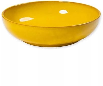 Verano Spanish Ceramics Selena Glaze Hand Dipped Medium & Large Bowls - Home Décor Kitchen Dining Room Café Restaurant Table Fruit Salad Serving Dishware - Yellow 22cm