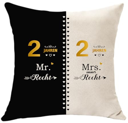 Hasodeo 2. Hochzeitstag Geschenke Kissenbezug 45x45 Original Geschenke für 2 Jahre Ehe Paar Frau Ehemann Lustige Jahrestag Geschenke zum Jubiläum Eltern Valentinstag Andenken (2)