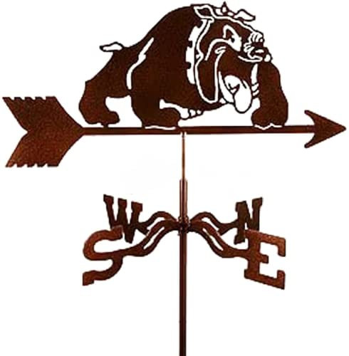 GeOinQL Ornament Windfahne,Wetterfahnen, Wetterfahne mit Bulldoggen-Hund, Edelstahl, Windfahne, Windrichtungsanzeiger for den Außenbereich, Gartenpavillon