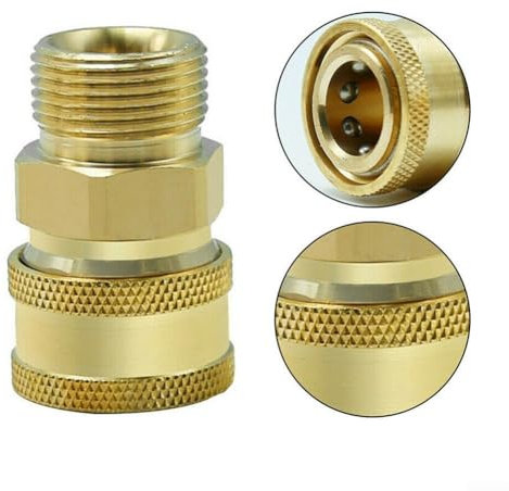 M22 14 mm 15 mm Drehgelenk auf 3/8 Zoll Schnellkupplung, Umwandlungsadapter für Hochdruckreiniger-Anschlüsse (M22, 14 mm auf 3-8 Zoll)