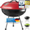 Micro BBQ Campinggrill Kugelgrill Mini Grill; Kompakter Reise Holzkohle-Grill Tischgrill Edelstahl emailliert 38cm (Rot)