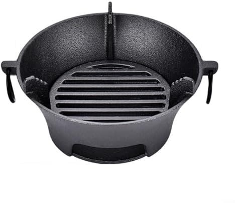 Griglia a carbone per barbecue, Hibachi, griglia a carbone in ghisa, stufa a carbone da campeggio, stufa portatile per picnic all'aperto, campeggio, clip + tazza (19,5 cm)