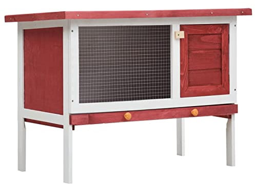ShGaxin Kaninchenstall 1 Ebene Rot Holz, Hamsterkäfig, Hasenkäfig, Kaninchenstall, Meerschweinchen Gehege, Meerschweinchen Käfig, Laufstall - 170830