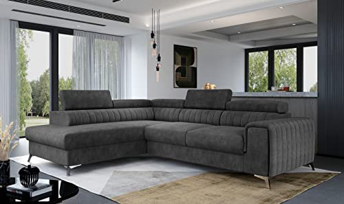 Generisch Couchgarnitur Sofa Sofagarnitur Laureen mit Schlaffunktion Bettkasten Wohnlandschaft Lau_ 05 in Dora 96 Links