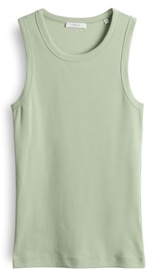 OPUS Damen Shirts | Geripptes Tanktop ILESSO Slim aus BCI Cotton Mix Green Glow, 40