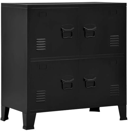 Muebles Home - Baúl industrial para almacenamiento, color negro, 75 x 40 x 80 cm, mueble de acero