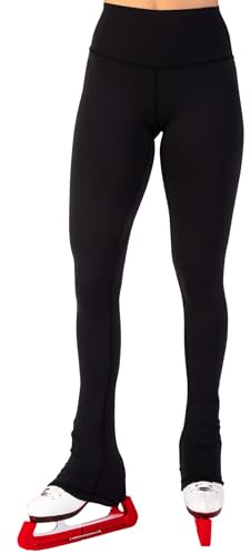 CRS Cross Schlittschuhlauf-Leggings Schwarz Over Skate Leggings High Rise Übungshersen für Eiskunstläufer-Mädchen und Frauen, Schwarz, Groß