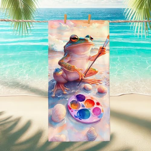 Artistic Amphibian buntes Mikrofaser-Strandtuch, schnell trocknend, saugfähig, weich, sandfrei, lustige Stranddecke, Sommerurlaub, Pool, Camping, 178 x 89 cm