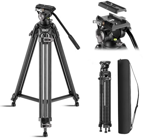 SIRUI AVT-12 Video Tripod, 73 Professional Carbon Fiber Tripod with Fluid Head for DSLR, Camcorder, Professional for DSLR Cameras Camcorders, Max Load 33lb/15kg