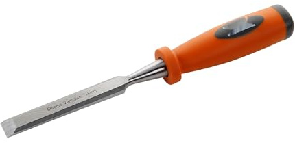 Formón 22mm con mango plástico, ideal para trabajos de carpintería, tallado y acabados en madera.