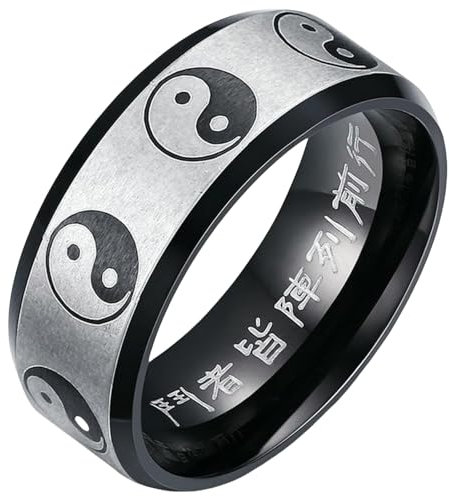 Bagua-Yin-Yang-Ring aus Edelstahl für Herren, chinesisches Feng Shui-Symbol, Schmuck, Geschenk für Geburtstag, Alltag, 33 cm