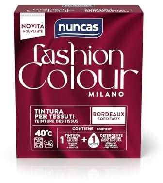 Nuncas Fashion Colour Milano - Bordeaux - Kit de teinture textile - Prêt à l'emploi avec lessive post-traitement (180 g - 75 ml)