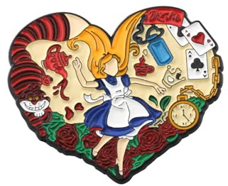 PLITI Alice Brosche Anstecknadel Alice Abenteuer Geschenke Cartoon Katzenliebhaber Geschenk Märchen Geschenke Verrückter Hutmacher März Hase Geschenk Weißes Kaninchen, M, Edelstahl