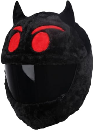 Genérico Funda Casco Moto Halloween, Cubierta de Casco de Motocicleta de Felpa de Calabaza/Conejo/Gato Negro/Diablillo, Divertida Funda para Casco de Moto, Accesorios para Cascos Completos