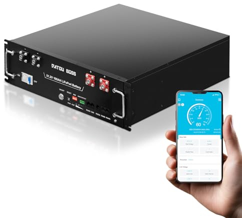 MFUZOP 48V 100Ah LiFePO4 Server Rack Batterie, 5,12KWh Lithium Akku mit Bluetooth, Eingebautem 100A BMS, CAN/RS485, 6000+ Zyklen, 3U Rack-Montage für Solar, Haus-Notstrom (48V100AH-1PC)