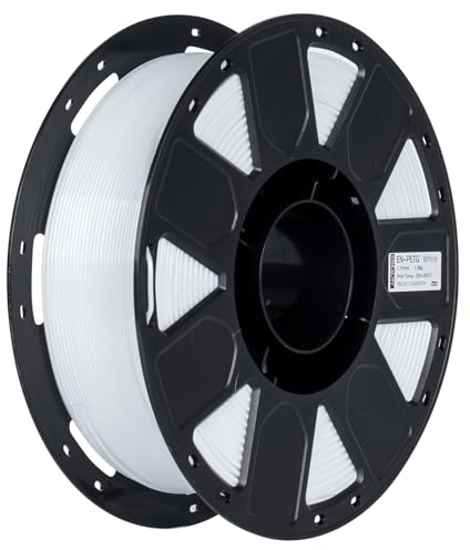 Creality PETG Filament 1.75mm, Ender 3D Drucker Filament PETG, Hohe Präzision, Hohe Zähigkeit, Geruchlos, Feuchtigkeitsbeständig, 1kg Weiß