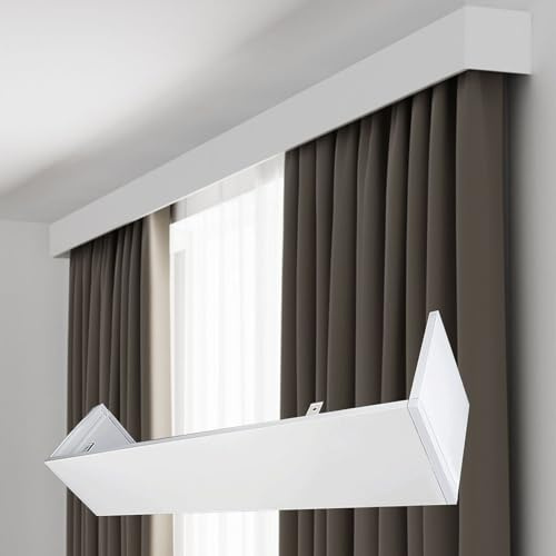 Easy Installation Shower Curtain Rod Adjustable Corner Ceiling Support Curved Rod,Aluminum Curtain Pelmet for Windows, Decorative Valance Frame for Roller Blinds & Venetian Blinds, Cassette