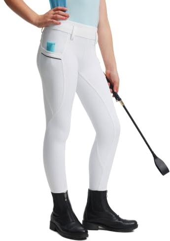 FitsT4 Sports Reithose Mädchen Kinder Silikon Vollbesatz Reitleggings | Reiten Hosen Elastische Leicht Reiterhosen mit 2 Seitlichen Taschen und Gürtelschlaufen für Reittraining