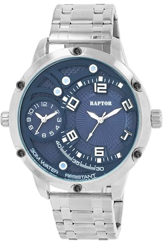 Raptor Damen Armbanduhr Analog in Silber, Gesamtlänge 23.5 cm, Edelstahlarmband – 3 ATM