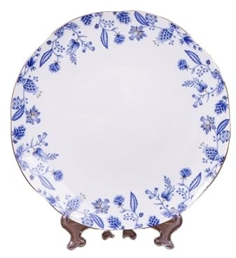 Bols Et Assiettes De Vaisselle Ménage en Porcelaine D'os À Haute Température, Bords Dorés, Pendaison Crémaillère, Nouvelle Maison, Bleue Blanche L'éLéGance Est Intemporelle(A)