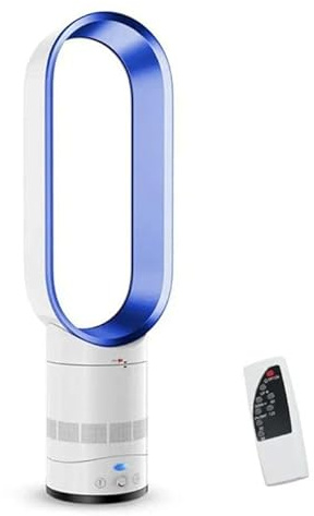 Bladeless Tower Fan, 64CM Silent Tower Fan with Remote Control, Stepless speed Regulation, 80° Oscillating, LED Display, 2h Timer, Quiet Desk Cooling Standing Floor Fans for Bedroom & Office (Blue)