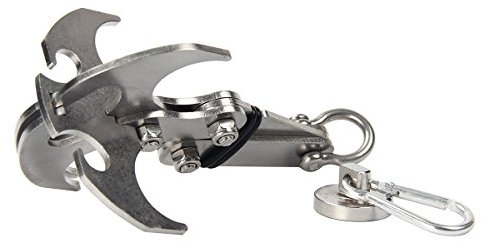 Latinaric gancho de gravedad multifuncional arpeo martillo acero inoxidable con imán (mosquetón extraíble para escalada Camping Suivie Aventure actividades en plein air 300 kg, plata