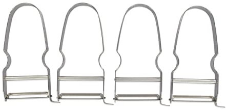 FM Professional 21729 Éplucheurs à légumes, Lot de 4 éplucheurs de type rasoirs à légumes, Économes, Épluche légumes, Acier inoxydable, Argenté, 11,5 x 6 cm
