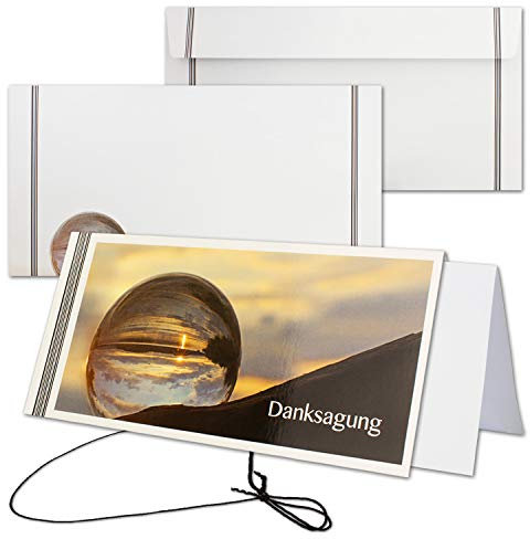 10x Trauerkarte mit Umschlag Set Danksagung - weltlich - DIN Lang Quer-Format - Danksagungskarten Trauerkarten nach Beerdigung - Trauer-Papiere by GUSTAV NEUSER
