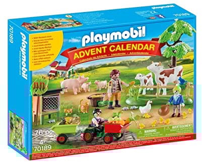 PLAYMOBIL Adventskalender 70189 Auf dem Bauernhof mit zahlreichen Figuren, Tieren und Zubehörteilen hinter jedem Türchen inkl. Baunhofdiorama, 76-teilig, Ab 4 Jahren