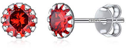 ChicSilver 925 Silber Geburtsstein Ohrstecker Juli Birthstone Ohrstecker Silber Damen Modeschmuck mit simulierten Rubin Edelstein Geschenk für Mädchen