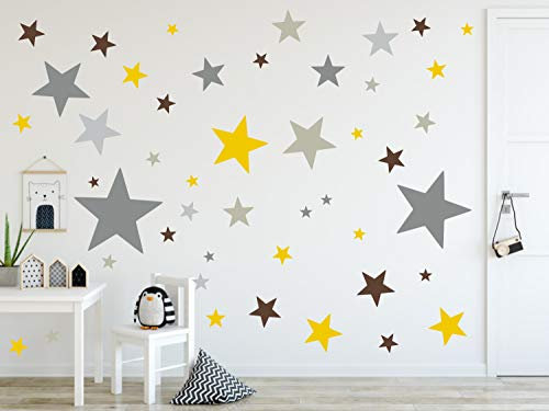 timalo® 120 Stück Wandtattoo Kinderzimmer XL Sterne Pastell Wandsticker – Aufkleber | 73079-SET10-120