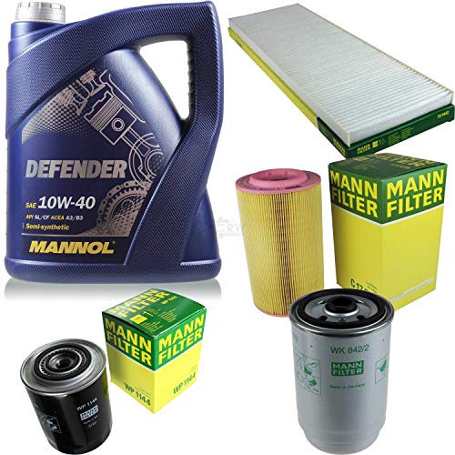Filter Set Inspektionspaket 5 Liter MANNOL Motoröl Defender 10W-40 API SL/CF MANN-FILTER Luftfilter Innenraumfilter Kraftstofffilter Ölfilter
