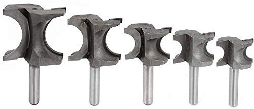 Bestgle 5Pcs 1/4 Inch Shank Bullnose Router Bit Set 1/8 3/16 1/4 5/16 3/8 Radius Half Round Milling Cutter Tools