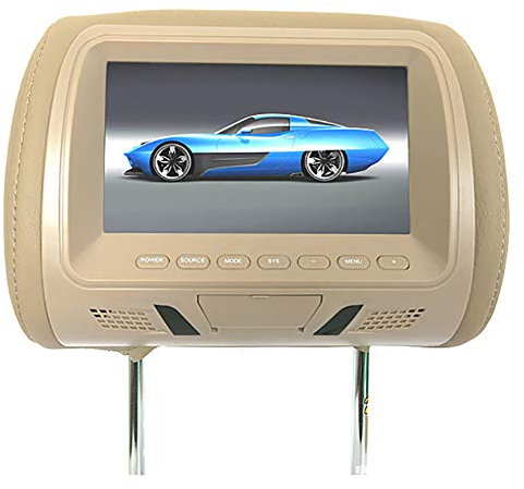 Gemini_mall Moniteur universel pour appuie-tête de voiture 7 pour lecteur DVD et jeux vidéo Beige