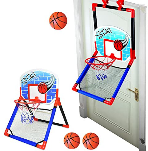 Koolbitz Basketball Hoop and Stand for Kids 2 in 1 Basketball Set for Door Mounted Net 2 Ball Pump Indoor And Outdoor Portable Sports Activity Toys for Age 3+ Above