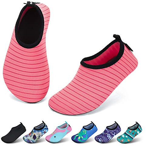SAGUARO Mädchen Badeschuhe Kinder Aquaschuhe Jungen Schnell Trocknend Strandschuhe Atmungsaktiv Wasserschuhe Surf Yoga Neoprenschuhe,Hellrosa,Gr.20/21 EU
