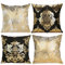 LAPONO 4 Stück samt Kissenbezug 45x45cm quadratische dekorative kissenhülle doppelseitige sofakissen Set couchkissen Schlafzimmer Kissen Wohnzimmer deko Polster (Pillowcase-Black White Gold)