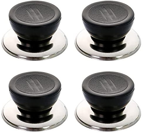 FONDUO Replacement Pot Lid Knobs, 4PCS Universal Kitchen Cookware Pan Lid Handle Anti-Scalding Plastic Round Handgrip Knobs with Screws for Pot Lid Casserole Kettle Cover