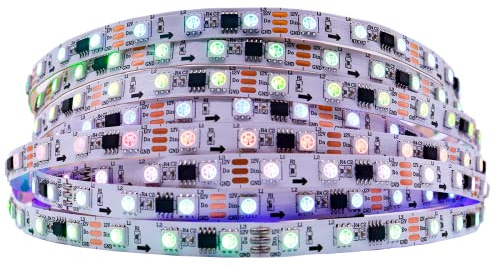 LED Streifen WS2811 RGB-IC Adressierbare Magische Farbe LED Band, DC12V 5M 60 LEDs/m Flexibler Smart 5050SMD LED-Strip 300Pixels, Weiß PCB, IP30 nicht wasserdicht