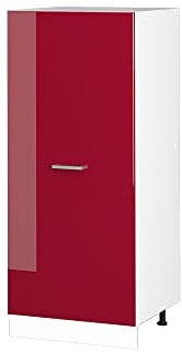 Vicco Hochschrank R-Line, Küchenkommode, Bordeaux Hochglanz/Weiß, 60 cm