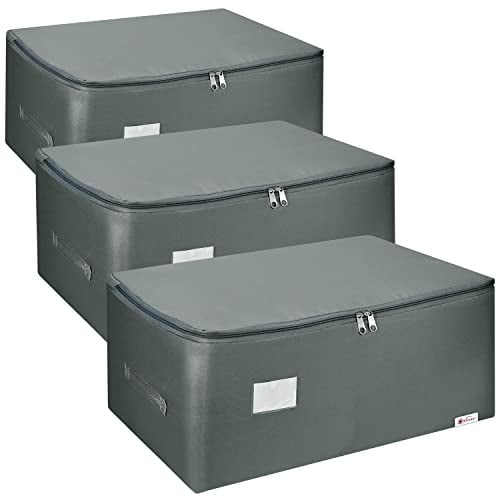 Vinsani 3pc 150L Large Storage Organiser Bags, Dust & Moisture Proof | Heavy Duty Moving Bags with Strong Handles & Double Zip, Large Underbed Storage for Clothes, Bedding, Duvets & Pillows