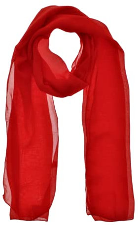 WESTEND CHOICE Ladies Chiffon Scarves Women Plain Neck Scarf Soft Headwrap Girls Headscarf Sheer Wrap women's scarves & wraps 150x45 cm (Red)